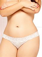 Rose galloon lace thong with keyhole back and satin bow, plus size